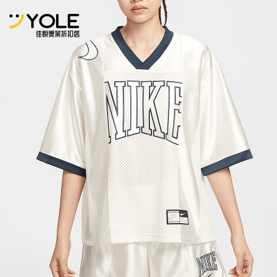 Nike/耐克正品2025夏季女士印花网眼透气经典V领短袖HJ0281-133