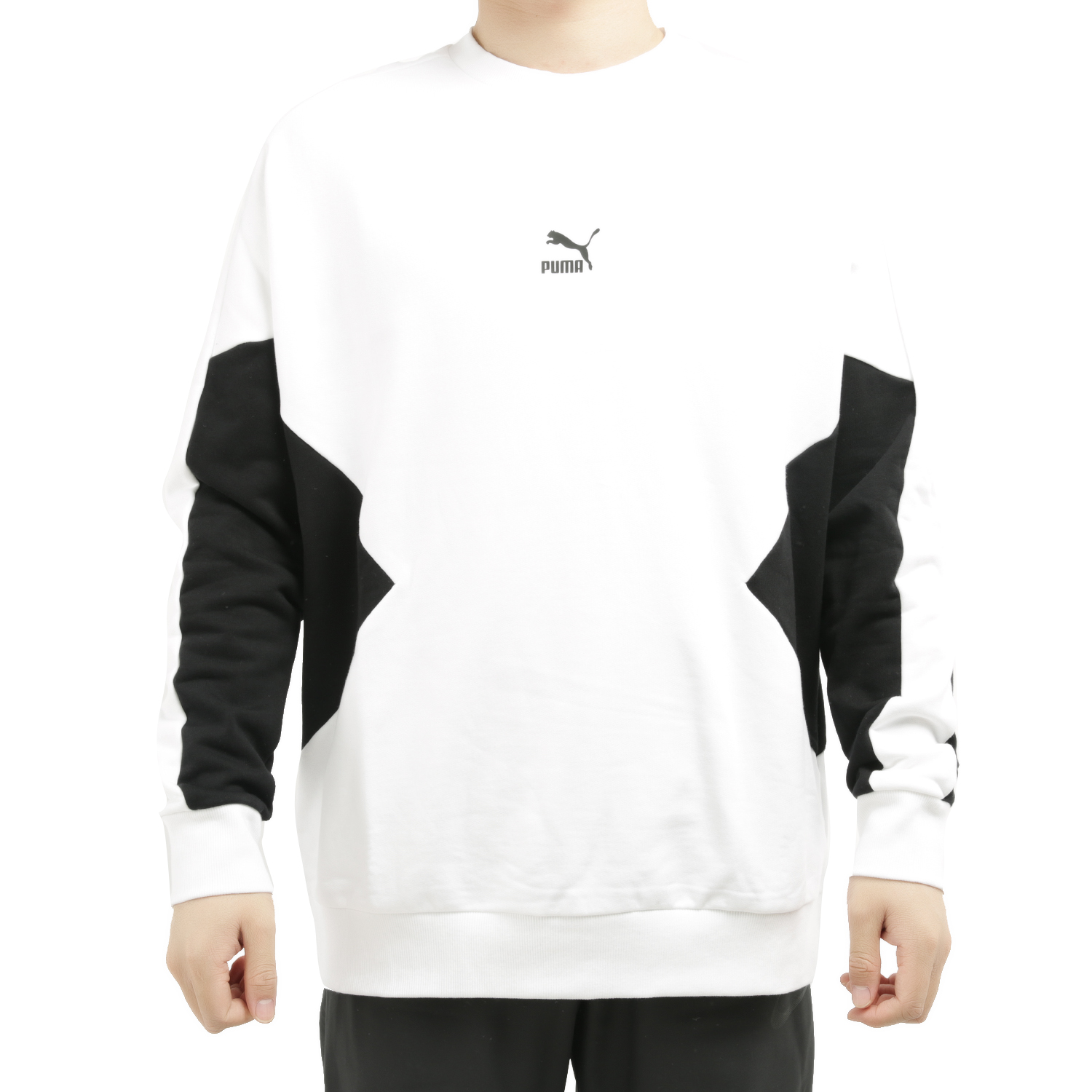 PUMA/彪马正品春季新款男子休闲运动拼色圆领套头卫衣 597328