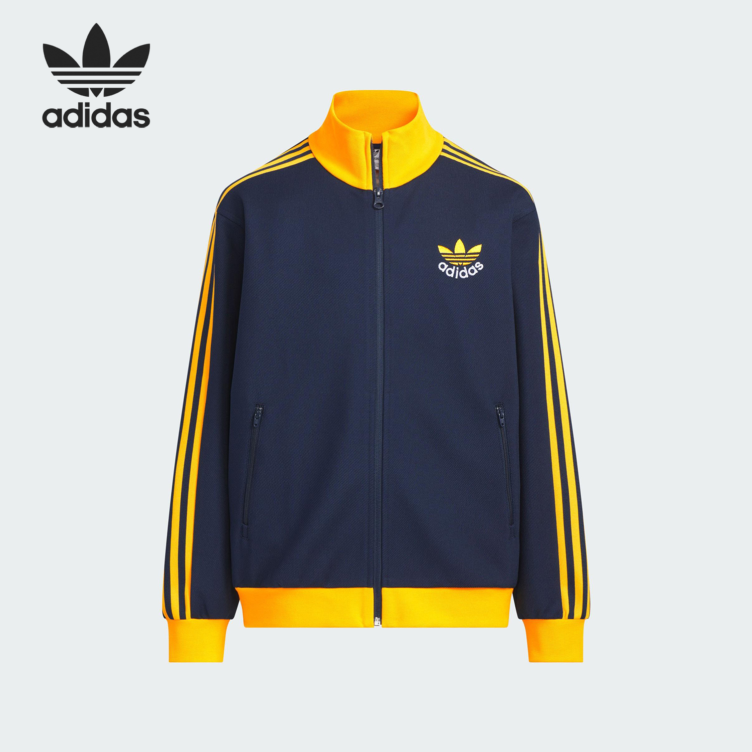 Adidas/阿迪达斯正品三叶草大童复古立领针织夹克外套KB4591