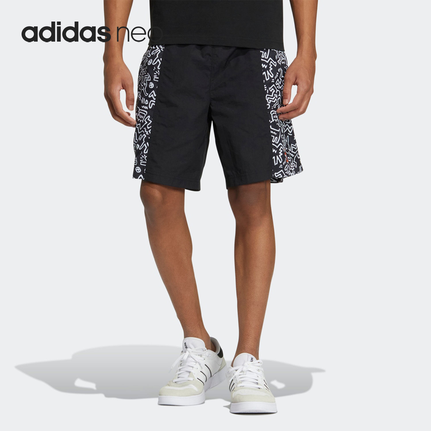 Adidas/阿迪达斯正品neo凯斯·哈林联名男子涂鸦短裤HD7257