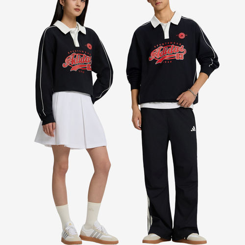 Adidas阿迪达斯正品男女长袖POLO领纽扣平纹运动POLO衫LD8823