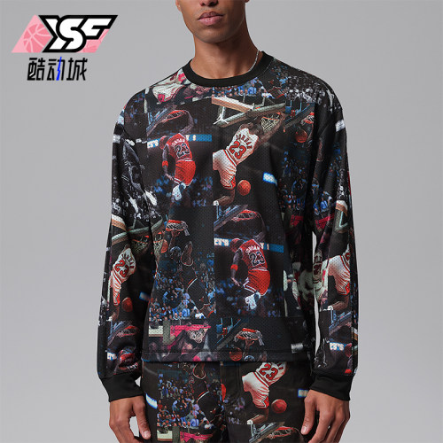 Nike/耐克正品Jordan男士印花针织宽松透气长袖T恤IF1831-010