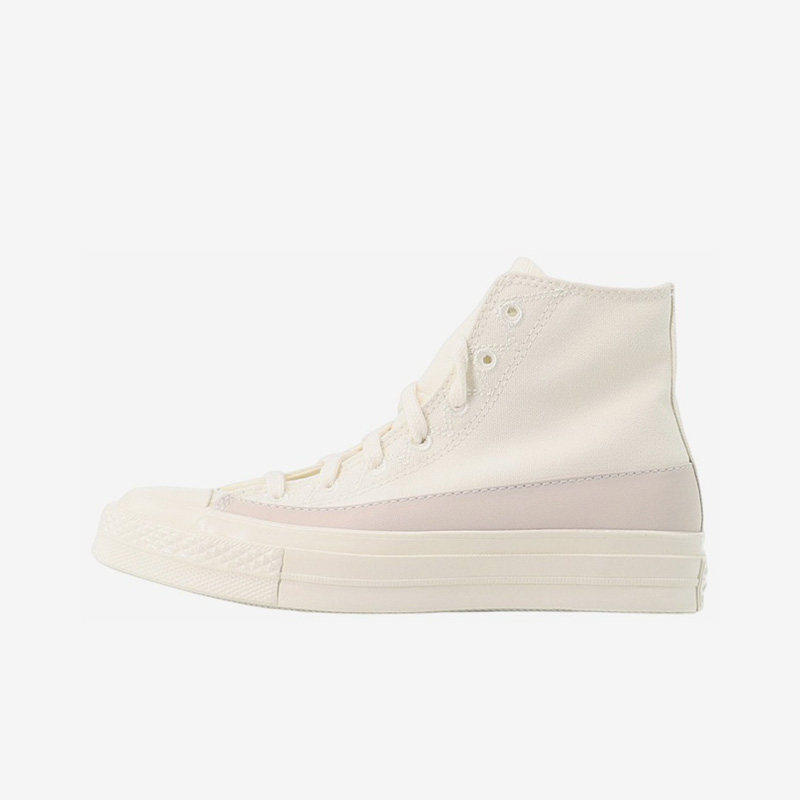 Converse匡威夏新款米白灰拼接高帮运动休闲帆布鞋A00487C