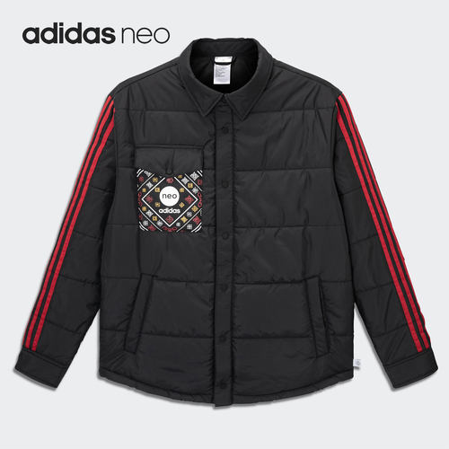 Adidas/阿迪达斯正品Neo男子翻领保暖休闲运动棉服外套HM9888