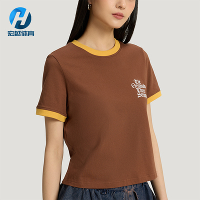 Adidas/阿迪达斯正品三叶草女士运动复古圆领字母短袖T恤KT3061