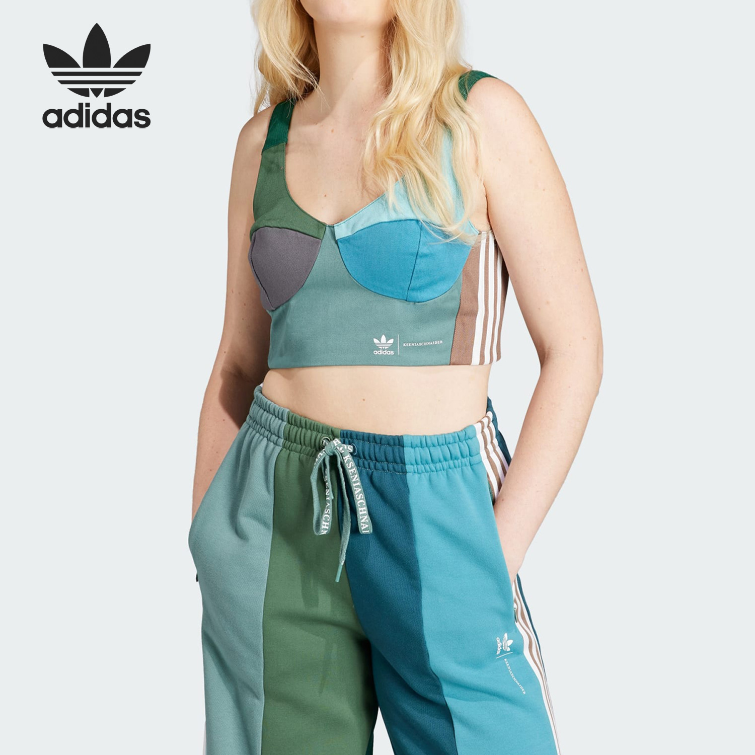 Adidas/阿迪达斯正品三叶草女子时尚潮流拼接运动背心II0761