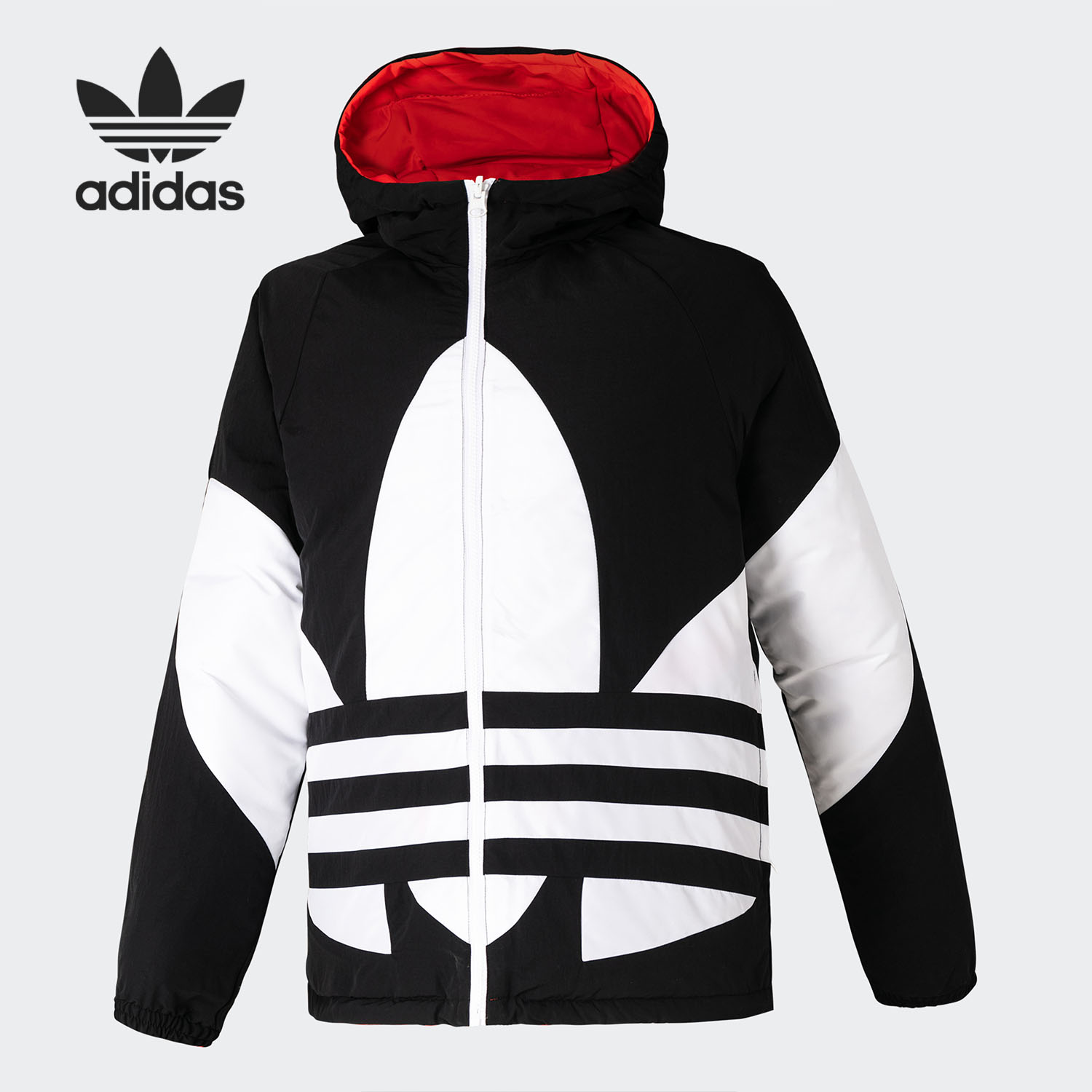 Adidas/阿迪达斯正品三叶草男子保暖连帽双面穿羽绒服GH8318