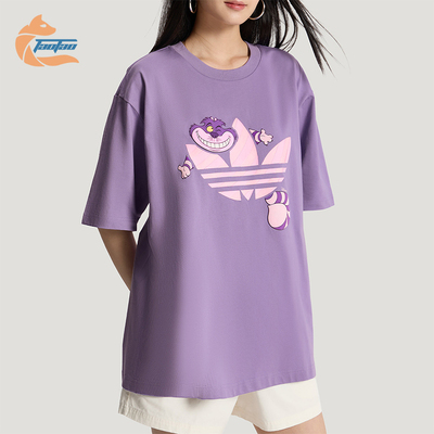 Adidas/阿迪达斯正品三叶草新款男女紫色经典休闲短袖T恤KY8306