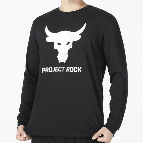 安德玛正品秋冬季男子rock强森牛头运动健身跑步长袖T恤1374847