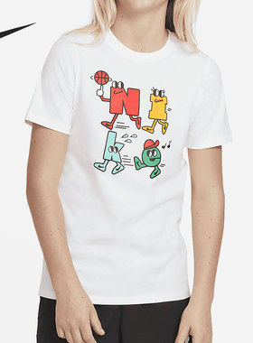 Nike/耐克正品 新款大童夏季短袖休闲印花运动T恤DJ6294-100