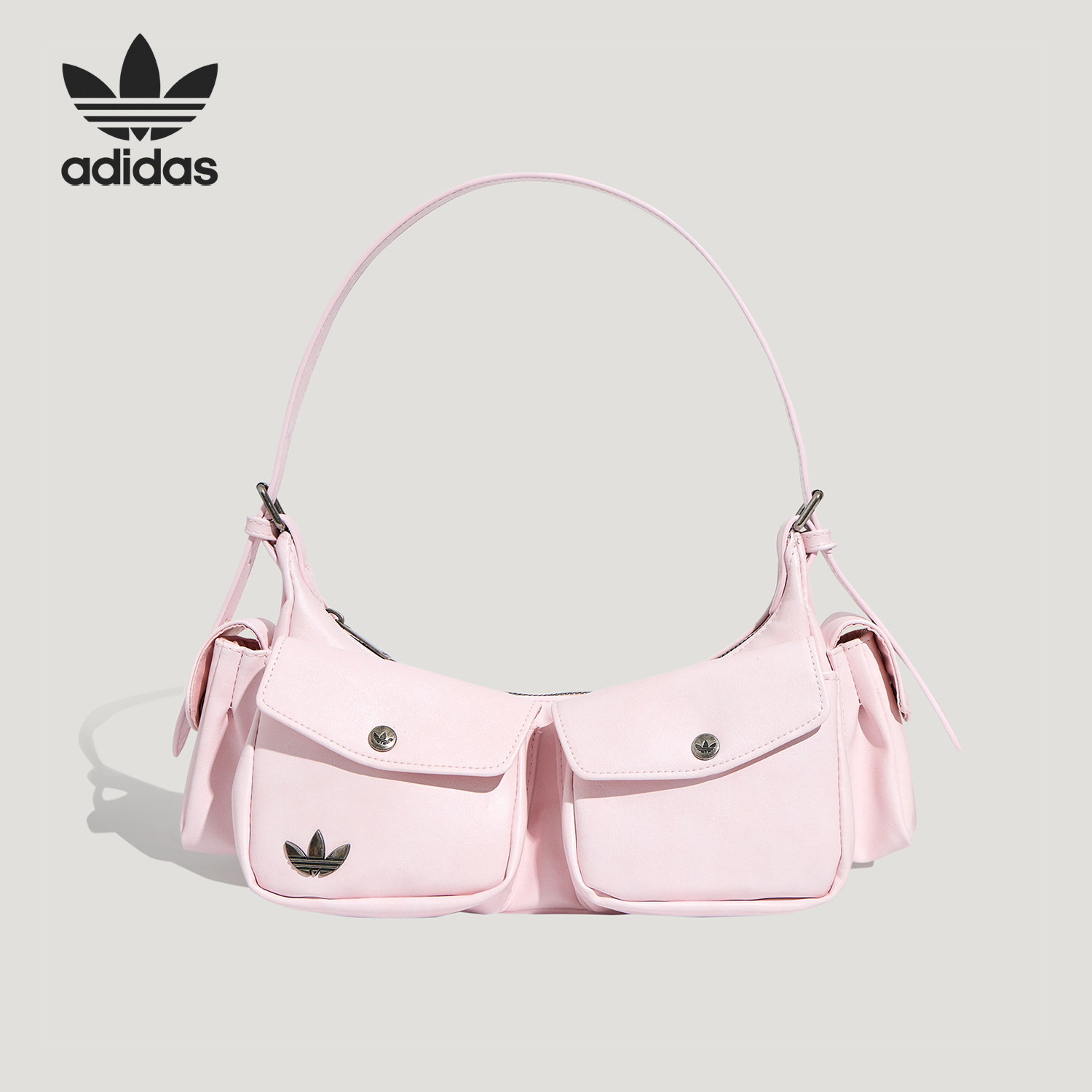 Adidas/阿迪达斯正品三叶草新款女粉色出行经典复古斜挎包KW4749