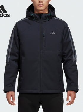 Adidas/阿迪达斯正品Softshell男士连帽经典拉链软壳外套KR2498