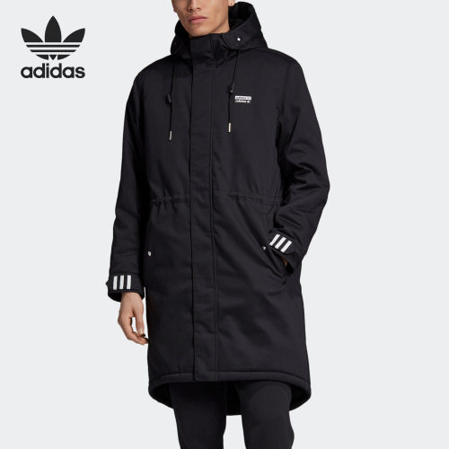 Adidas/阿迪达斯正品三叶草男子保暖运动长款连帽棉服 FL0021