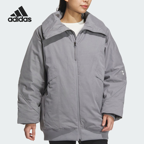Adidas/阿迪达斯正品新款女士翻领运动保暖户外棉服JM6199