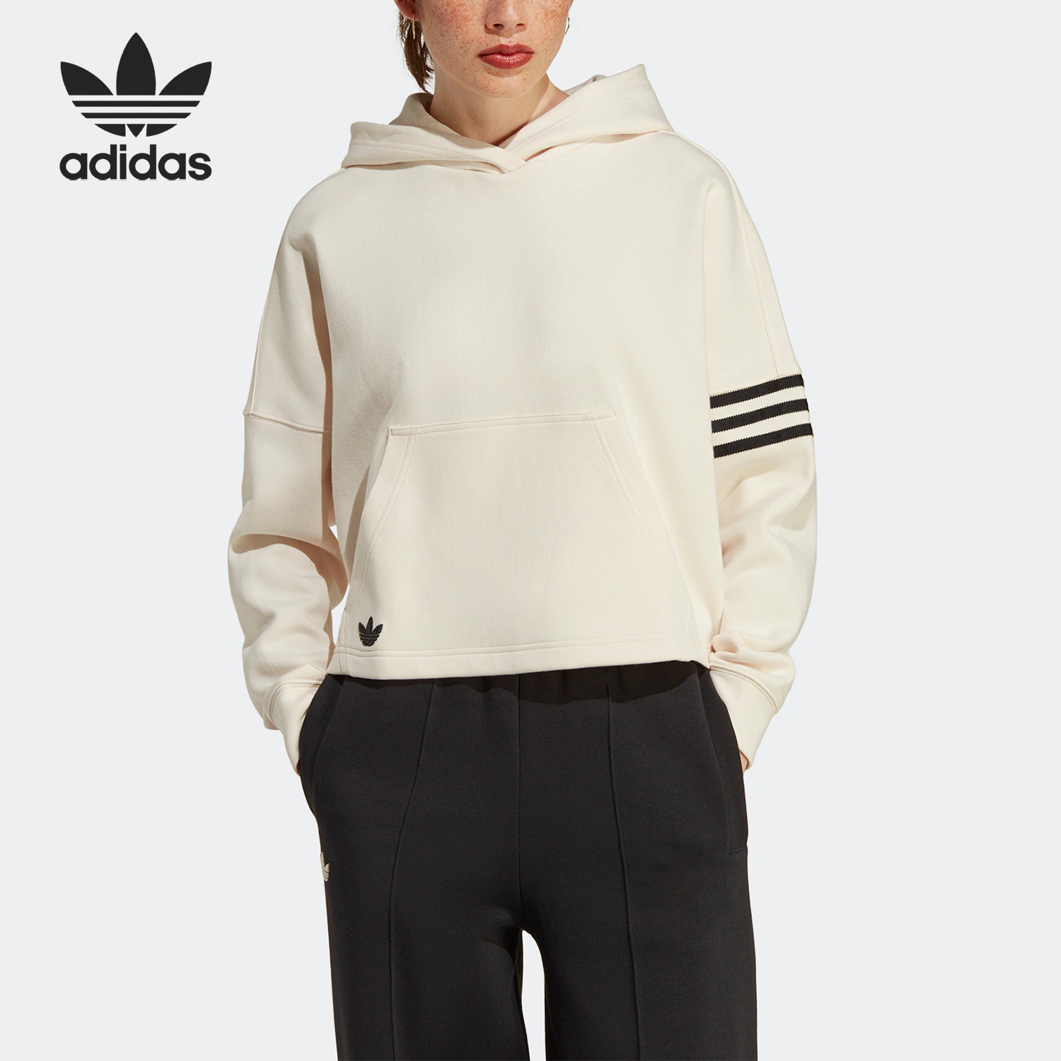 Adidas/阿迪达斯正品三叶草女子针织休闲宽松连帽卫衣IB5921