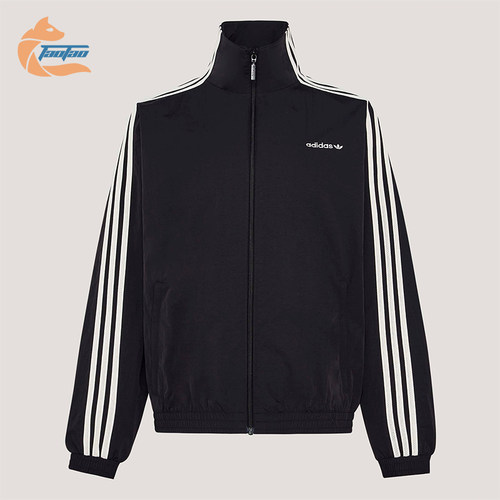 Adidas/阿迪达斯正品三叶草女士高领经典条纹日常休闲外套KX7977