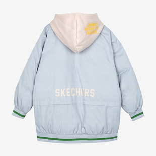 Skechers斯凯奇Causal男女中长款拉链款羽绒服L423B062-00U1