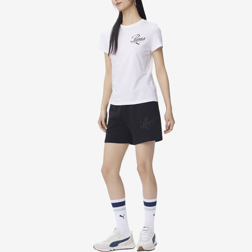 PUMA彪马正品女款舒适耐穿字母图案休闲三分款短裤688939-01