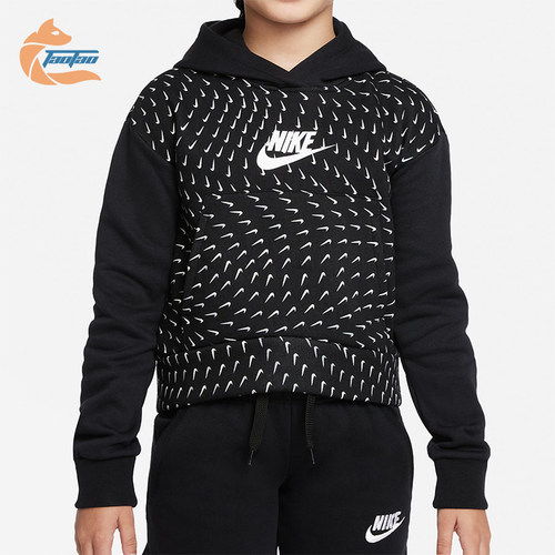 Nike/耐克正品2025秋季款GS女子大童日常连帽套头卫衣DM8231-010