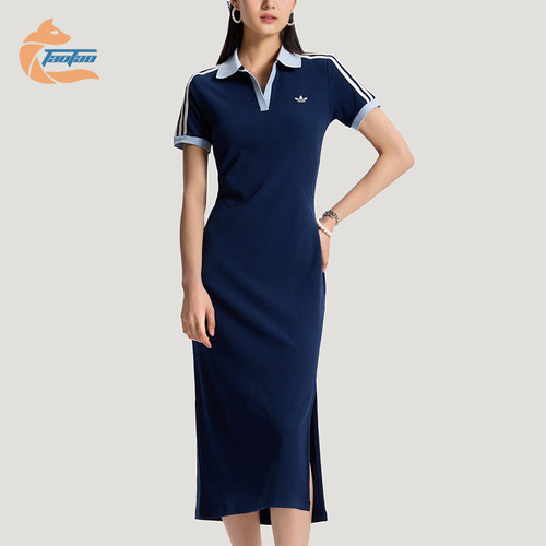 Adidas/阿迪达斯正品三叶草女士时尚日常经典修身连衣裙KY5698