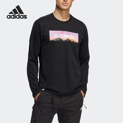 Adidas/阿迪达斯正品LS LOGO TEE男子户外运动圆领卫衣HE7338