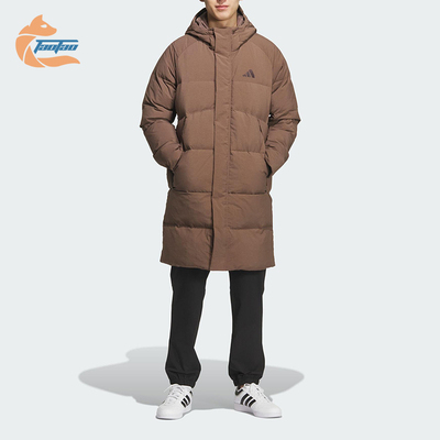 Adidas/阿迪达斯正品2025男女长款梭织运动保暖连帽羽绒服KQ5517