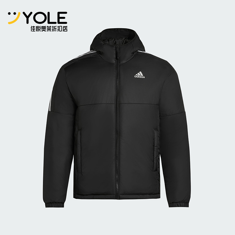 Adidas/阿迪达斯正品Essentials男士休闲连帽日常户外棉服KF6755