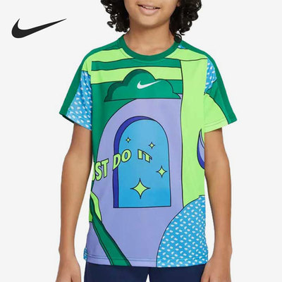 Nike/耐克正品DRI-FIT夏季新款大童透气涂鸦短袖DQ8958-365