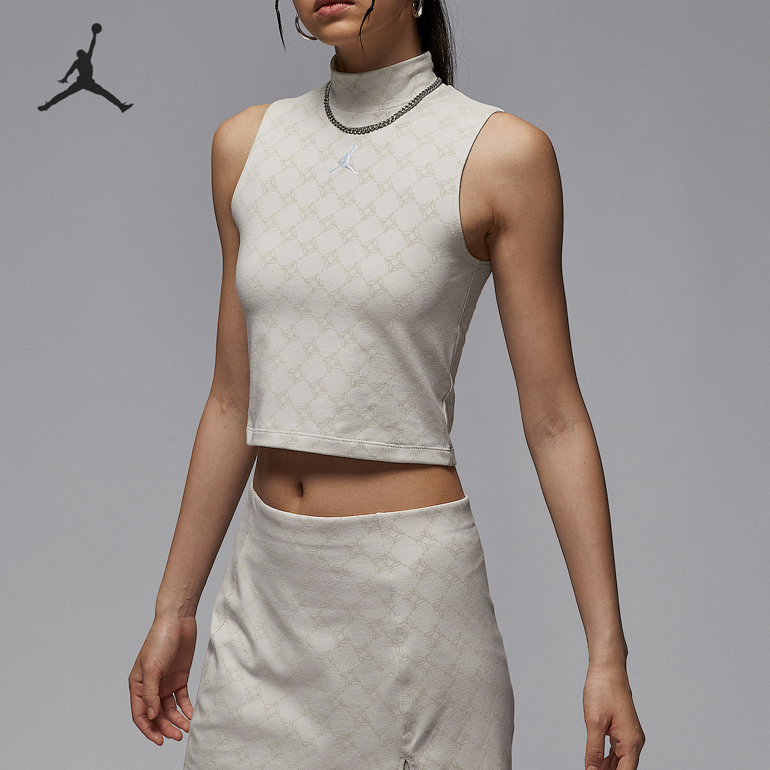 Nike/耐克正品JORDAN女士针织短款企领无袖背心HQ9226-104