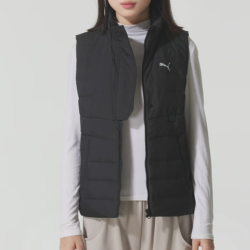 Puma/彪马正品冬季女士拉链跑步运动立领保暖羽绒马甲528704-01