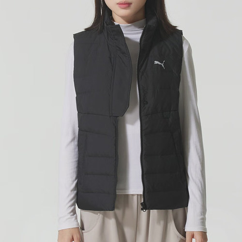 Puma/彪马正品冬季女士拉链跑步运动立领保暖羽绒马甲528704-01