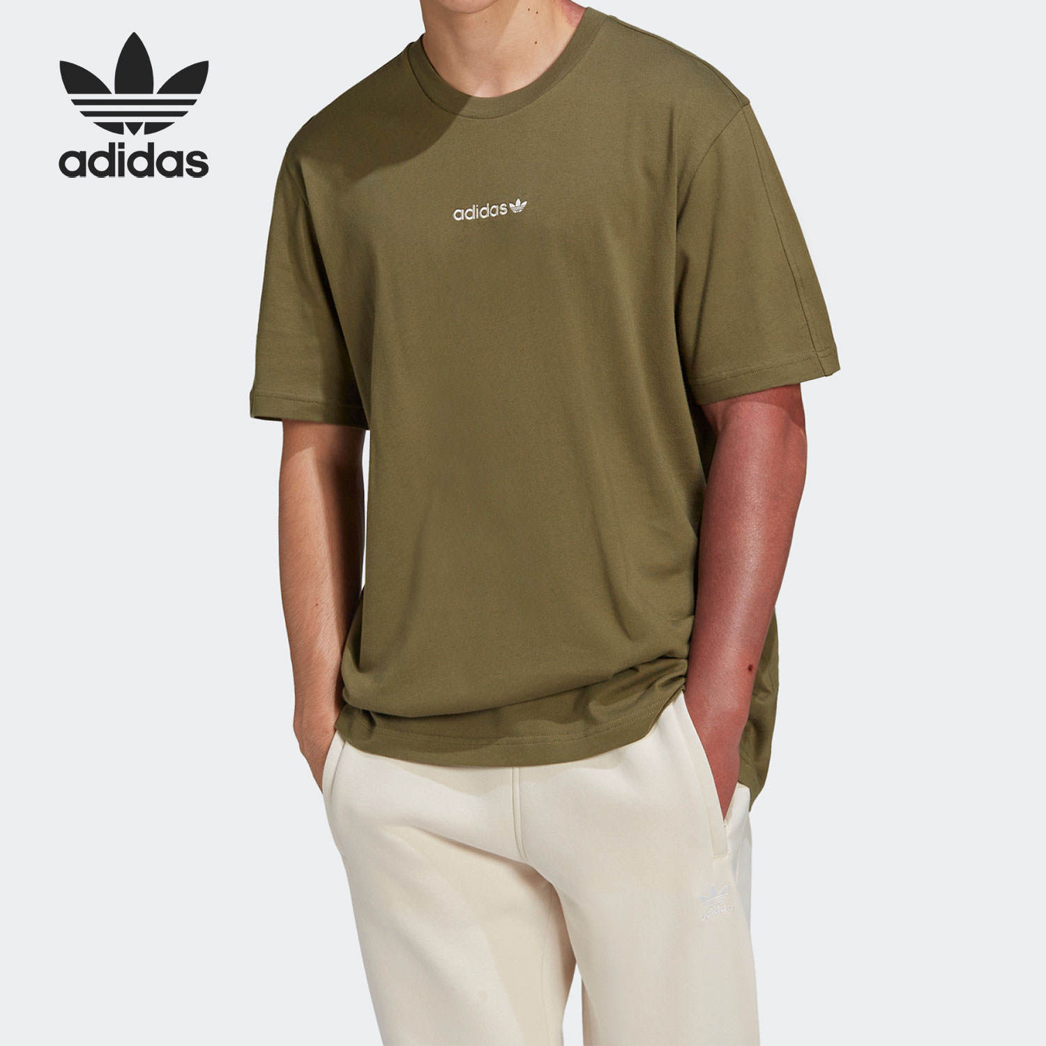 Adidas/阿迪达斯正品三叶草夏季新款男子圆领休闲短袖HN0384