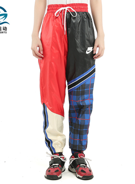 Nike/耐克正品新款女红色合身拼色复古经典运动长裤CI7918-010