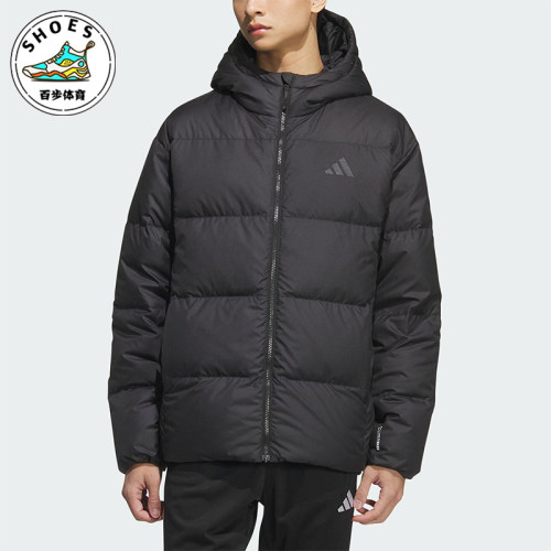 Adidas/阿迪达斯正品2025男士户外保暖连帽休闲轻便羽绒服KC2478