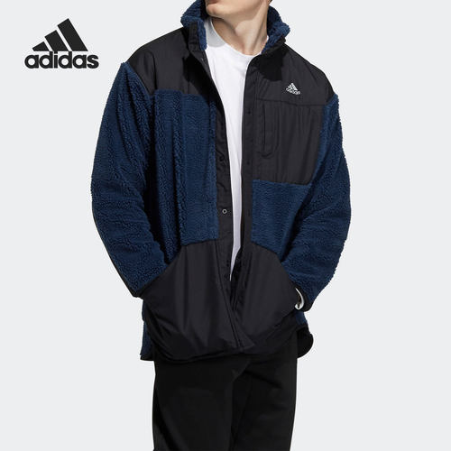 Adidas/阿迪达斯正品新款男子羊羔绒拼接保暖夹克外套 H40902