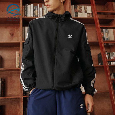 Adidas/阿迪达斯正品三叶草男女拉链经典运动连帽夹克外套KB1945