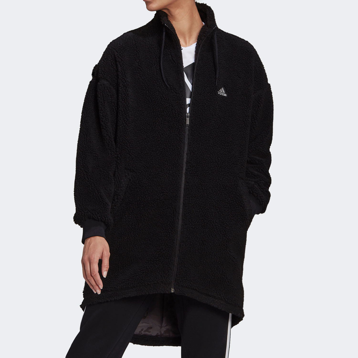 Adidas/阿迪达斯正品冬季新款中长款女子羊羔绒保暖外套 H25106