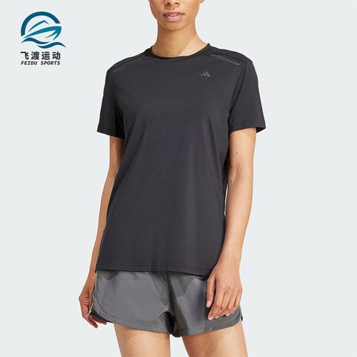 阿迪达斯女士圆领透气运动短袖