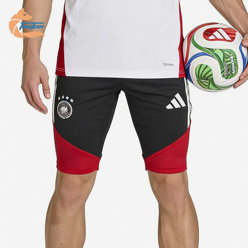 Adidas/阿迪达斯正品纯色松紧中腰直筒裤男经典黑红色短裤KB4481