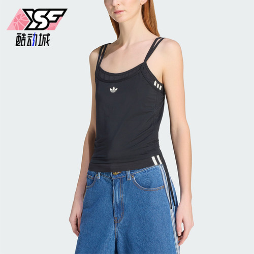 Adidas/阿迪达斯正品三叶草女士运动针织修身吊带背心T恤KW4524