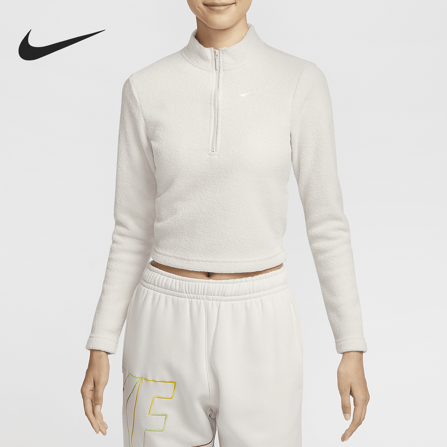 Nike/耐克正品秋季新款女士加绒半拉链修身长袖FV8029-104