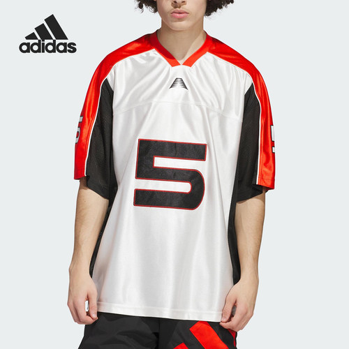 Adidas/阿迪达斯正品舒适夏男士运动拼接透气宽松短袖JD6151