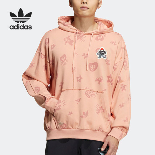Adidas/阿迪达斯正品男士满印卡通图案袋鼠兜套头卫衣HR3464