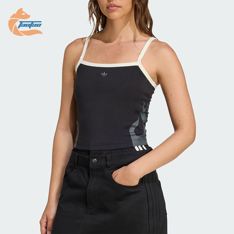 Adidas/阿迪达斯正品三叶草女士透气修身运动针织吊带背心JW7265