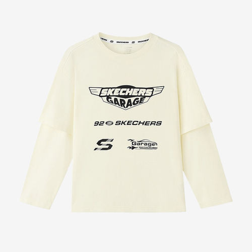Skechers斯凯奇正品儿童款赛车图案圆领套头长袖T恤L326K085-0074
