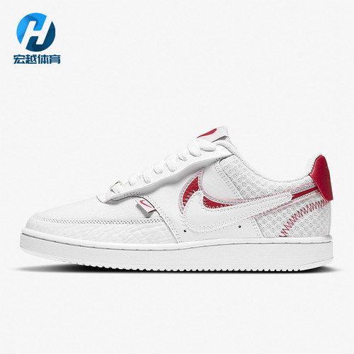 Nike/耐克正品CourtVision1双钩新款女经典白红色板鞋CI7827-100