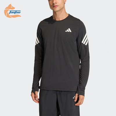 Adidas/阿迪达斯正品2025男士耐穿圆领针织跑步长袖上衣KE6831
