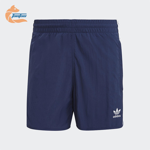 Adidas/阿迪达斯正品三叶草新款男深蓝白色经典休闲短裤IB9952