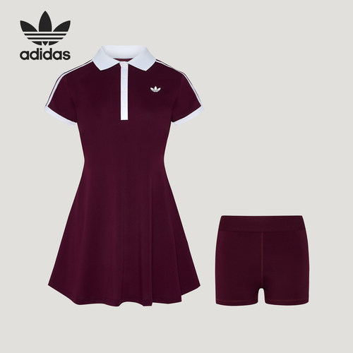 Adidas/阿迪达斯正品三叶草女士复古网球运动连衣裙LG4963