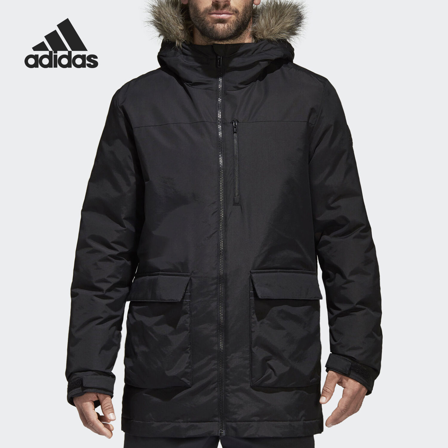 阿迪达斯男子连帽户外运动棉服